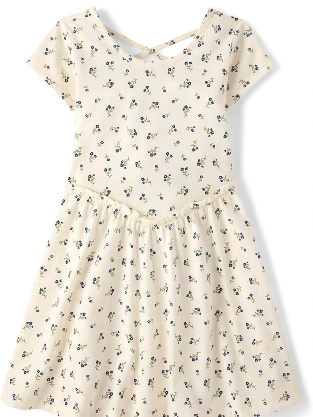 The Children's Place Cream Floral Cross-Back Short Sleeve Dress